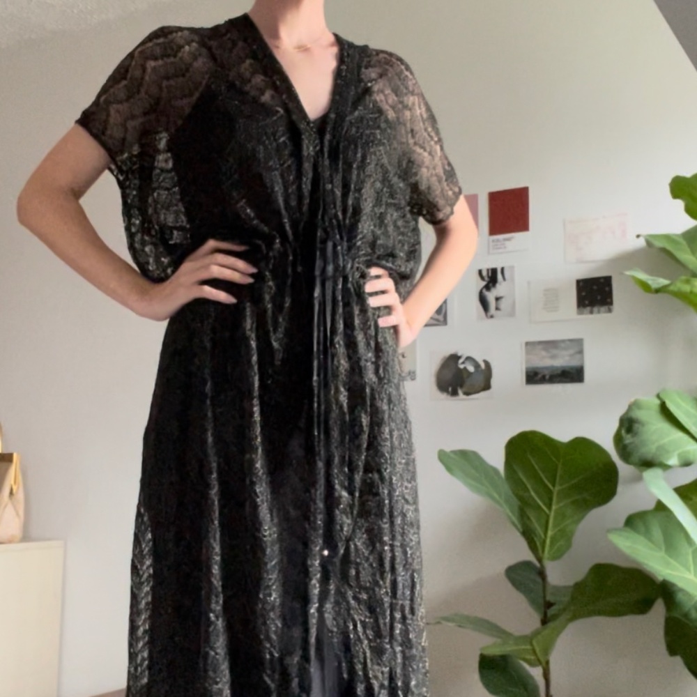 Lace overlay w/ black slip dress